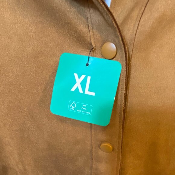 Well Worn Faux Suede Button Shacket Brown XL – NWT - Picture 3 of 8